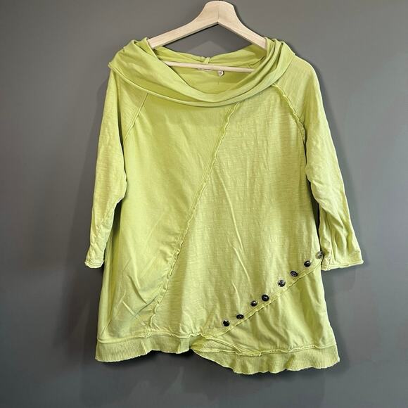 Soft Surroundings Green Lagenlook Cowl Neck Lightweight Tunic Top Size Large - Picture 2 of 10